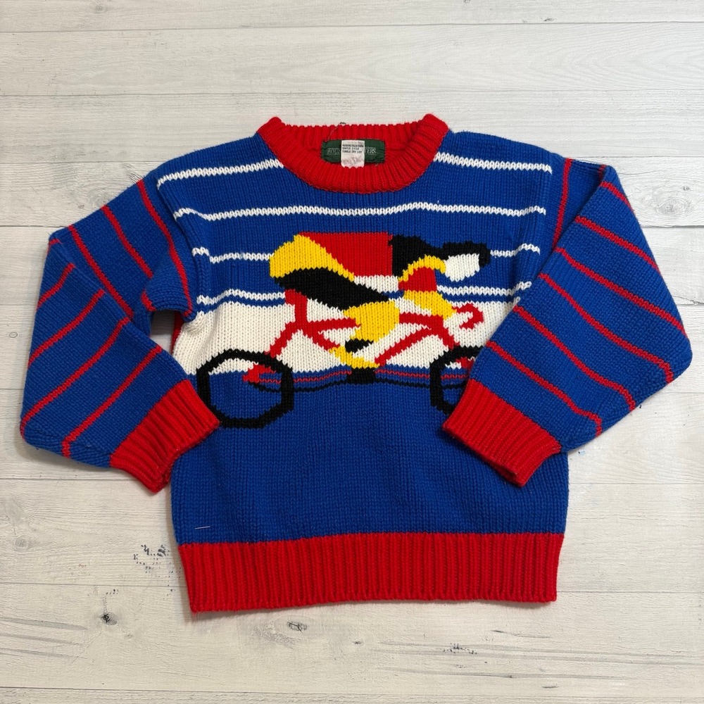 Vintage Boundary Waters boys acrylic biker sweater